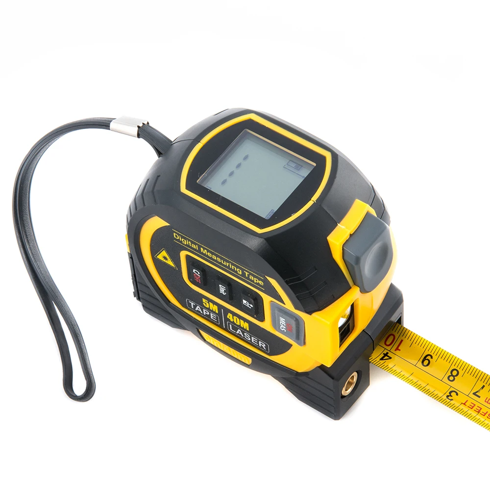 TPR Coated ABS case 2-in-1 Battery Included Accurate Measurement Tool  LCD Display Ft/in/M Digital Measuring Laser Tape Measure