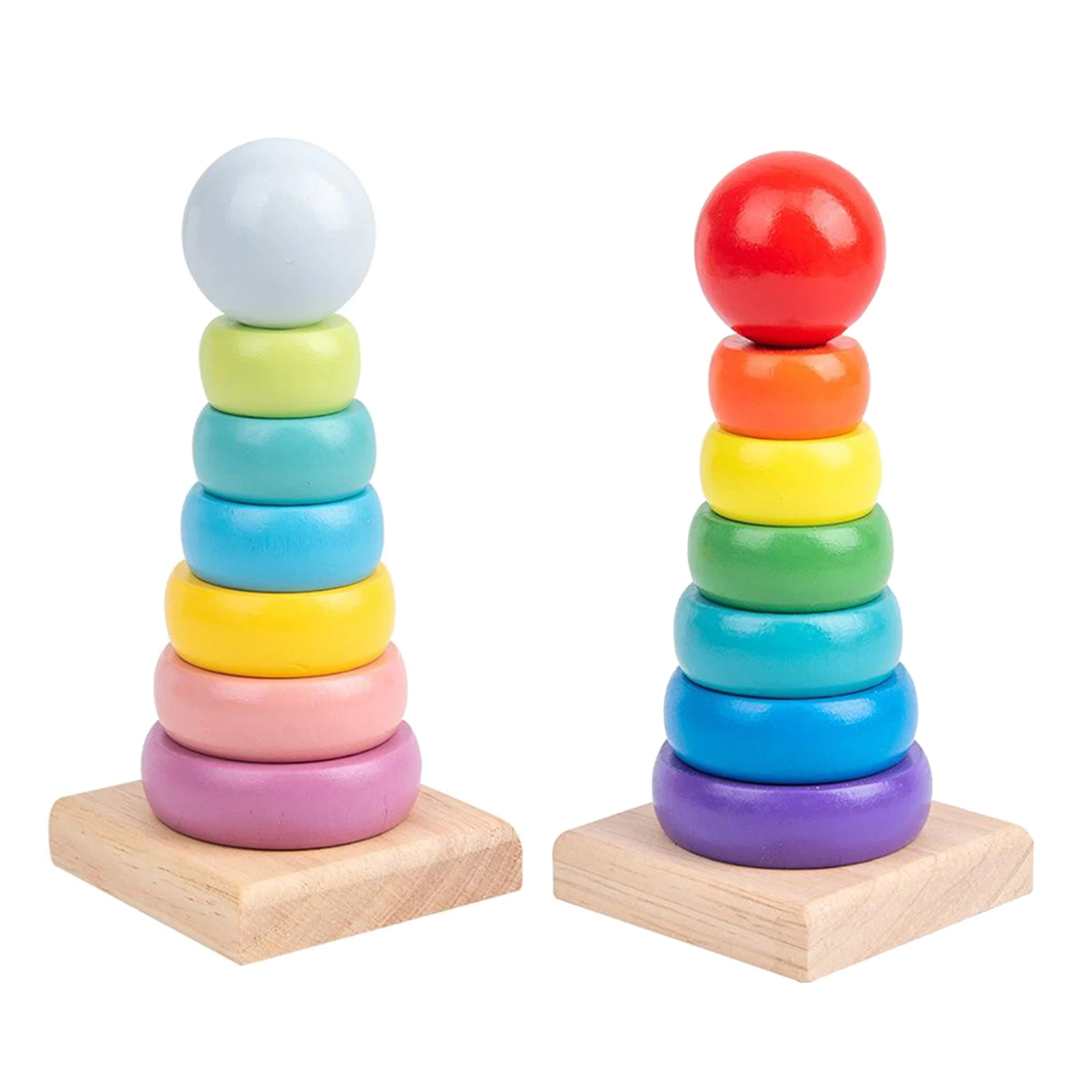 Baby Stacking Tower Colored Rainbow Stacking Ring Tower Toys Early ...