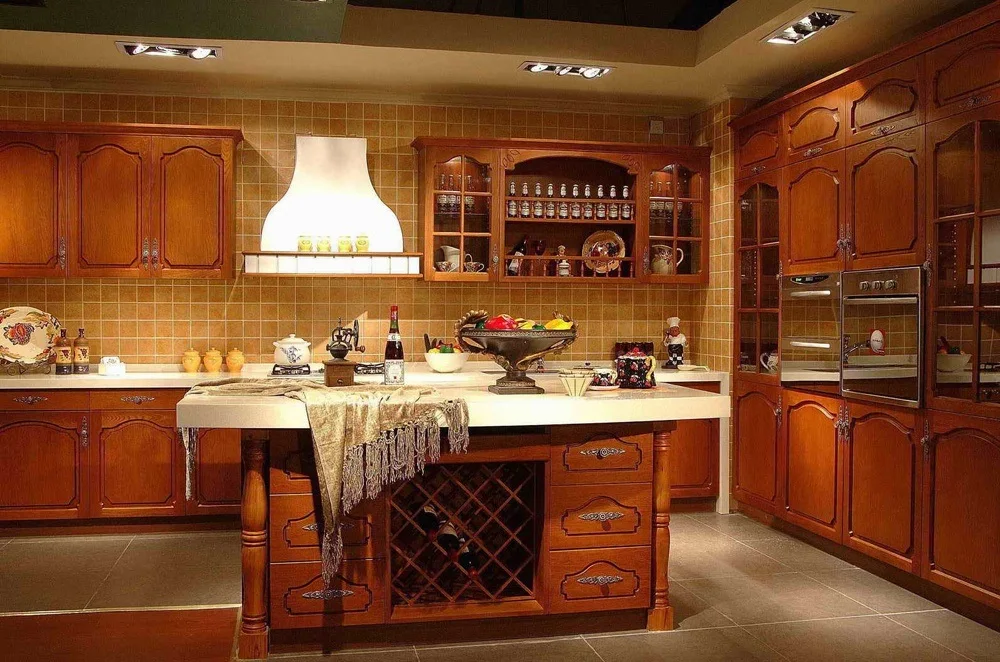 Solid wood european custom cheap design kitchen cabinet set with high quality manufacture