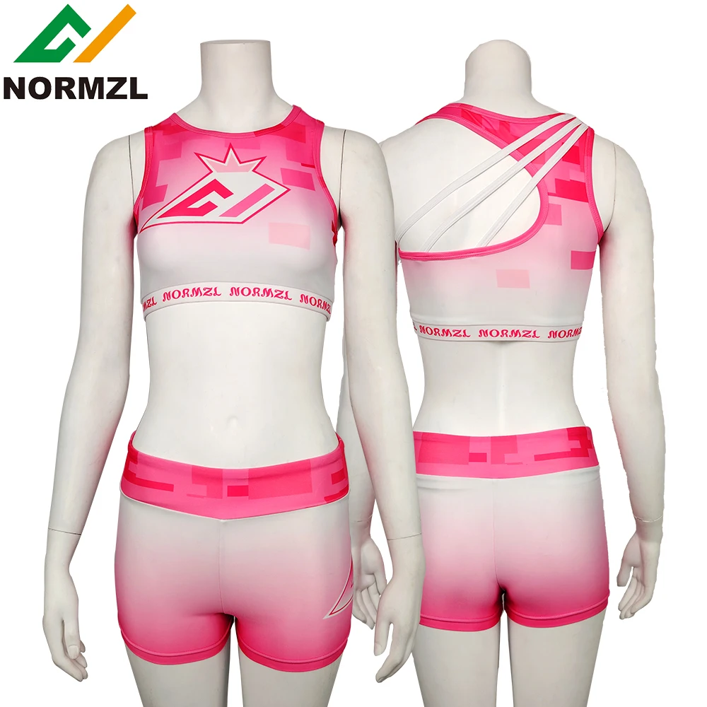 Customized Cheer Practice Wear Sublimated Bra Shorts Training Sets Breathable Spandex Cheerleading Uniform Custom Logo Print