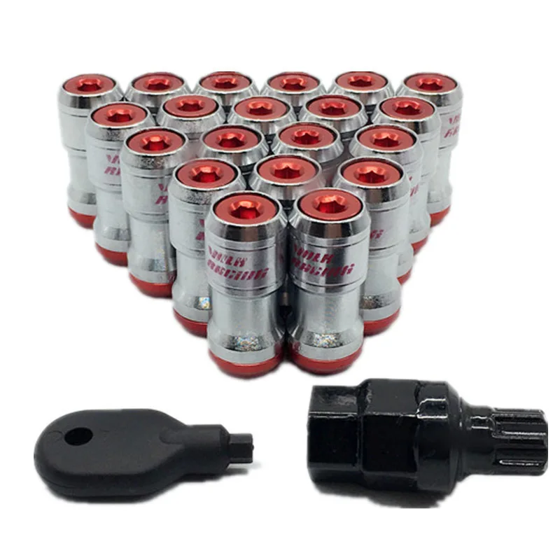 A ABSOPRO M12x1.25 Voiture Roue Heptagone Cosse Écrou 32mm Vis - 21 Pcs Argenté