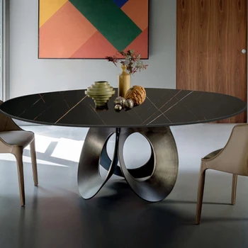 italian round sintered stone dining table modern dining room 6 seater dining table
