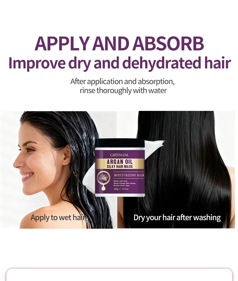 OEM/ODM Argan Oil Silky Hairmask Repair Smoothing Concentrated Formula Nourishing Moisturizing for Dry(pic4)