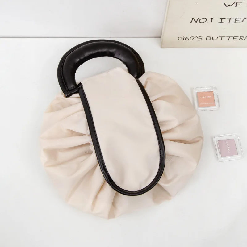 Lazy Drawstring Make up Bag Portable Large Travel Cosmetic Bag Pouch Travel Makeup Pouch Storage Bag Organiser for Women Girl
