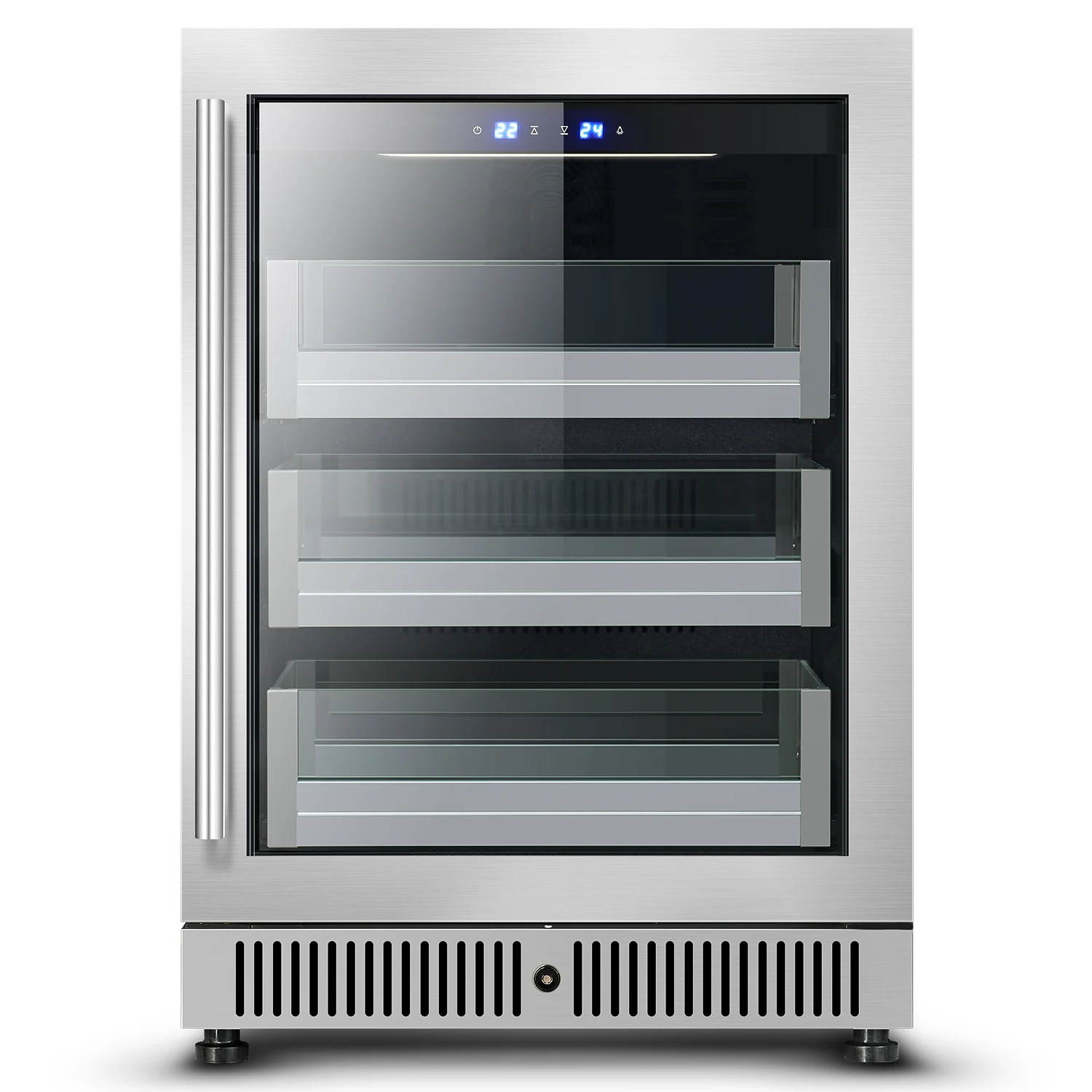 Factory Supply Black Color Beer Beverages Cooler 140L Built in Glass Door Drinks Refrigerator With Lock 1