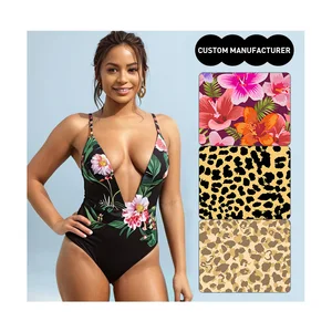 FIELD BALANCE Fashion Design V Cut Women Floral Swimsuit Beautiful Sexy One Piece Bathing Suits