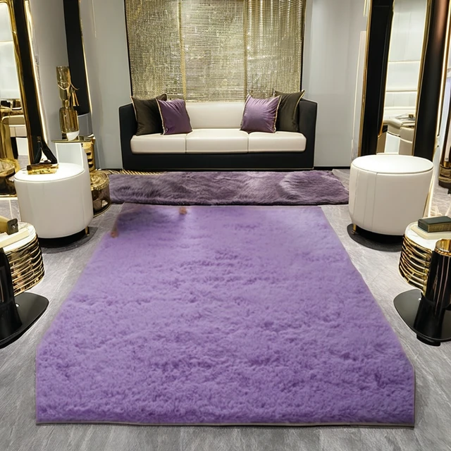 Modern Plush Polyester Fluffy Carpet Solid Color Machine-Made Carpet for Home and Prayer Use