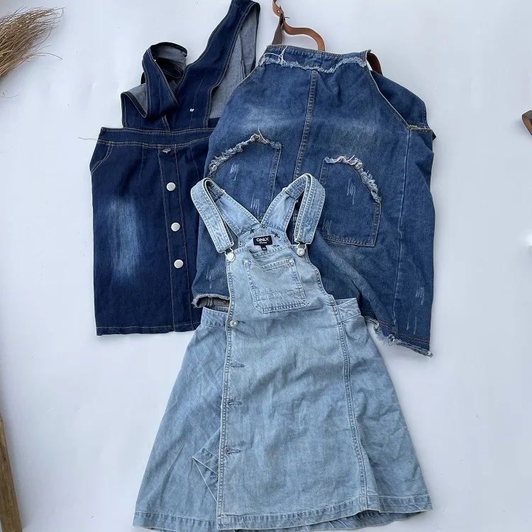 Wholesale Ladies Denim Jumper Dress - Summer Korean Used Clothing Wholesale Ladies Denim Jumper Dress - Summer Korean Used Clothing