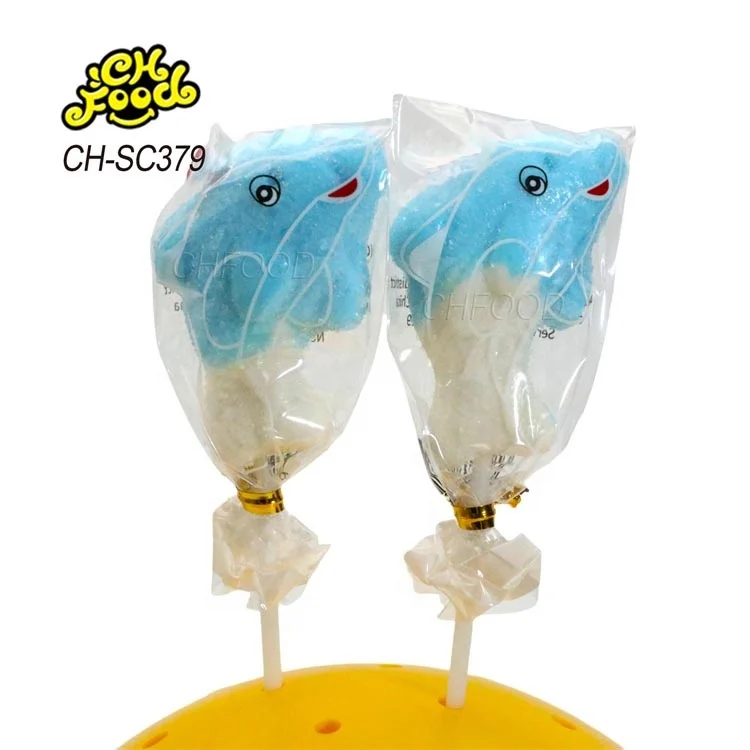Hot Selling 3d Cartoon Halal Sugar Coated Dolphins Whales Gummy Jelly Candy Lollipop Wholesale Soft Candy Sweets for Children