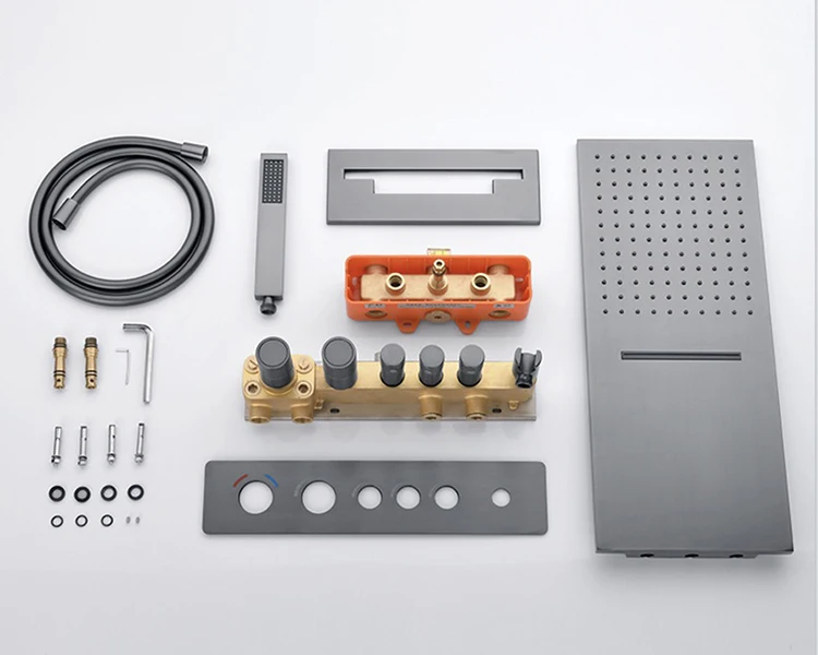 Juego de ducha de lluvia termostática oculta montada en la pared para baño