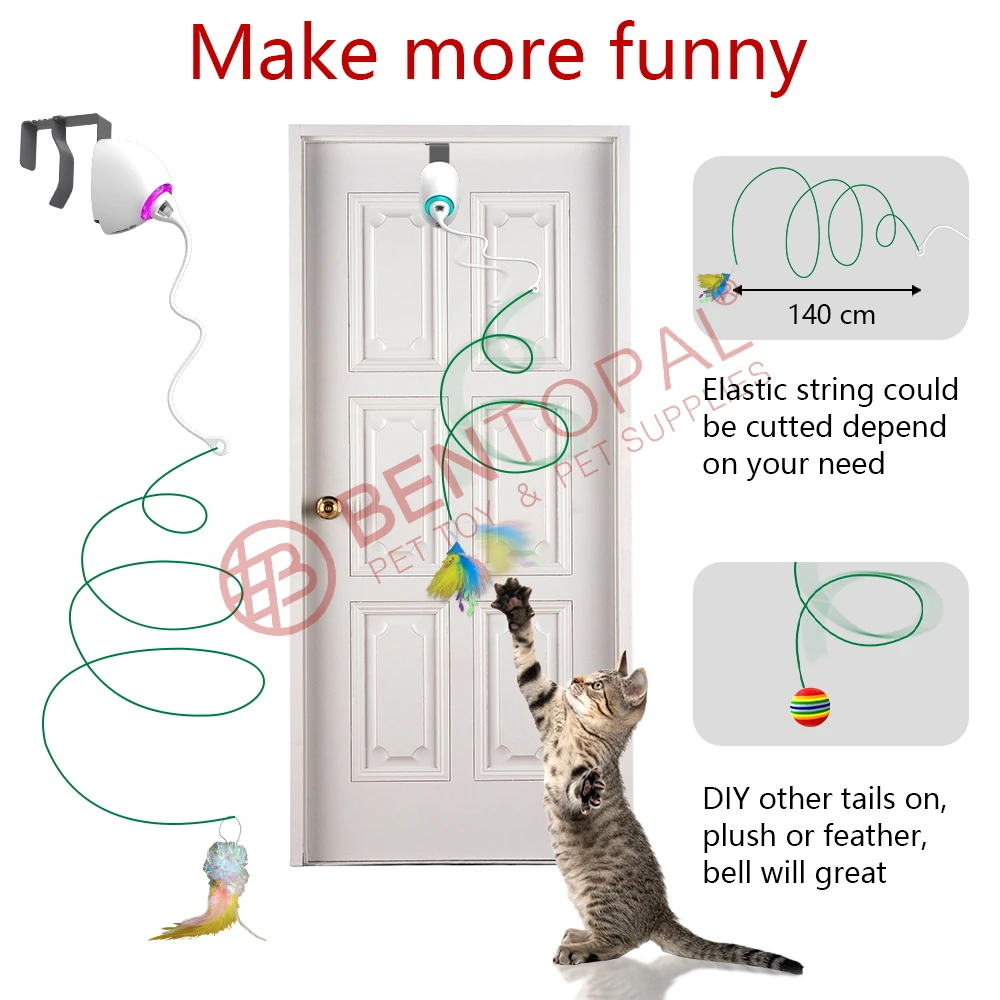 Automatic Cat Toy Interactive Elastic String With Feather Cat Catching
