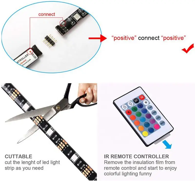 Светодиодная лента SMD2835 с дистанционным управлением, водонепроницаемый светодиодный светильник для фона телевизора, спальни, мебели