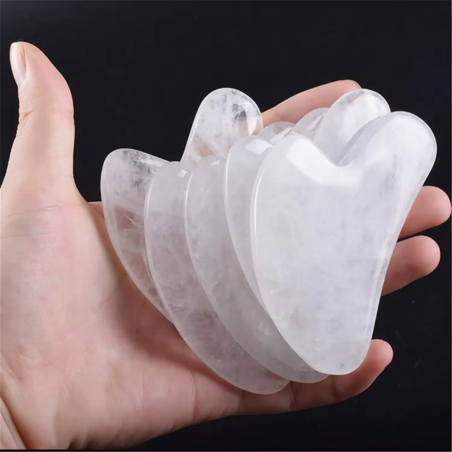 Natural Energy Stone Facial Massage and Gua Sha Scraping Board Crescent-Shaped Massager Set with Terahertz Gua Sha Tools