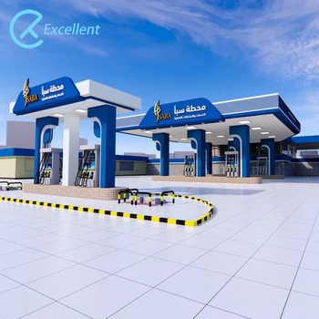 Prefab 3D LED Illuminated Steel Structure with Led Strips Modern Design Gas Station Lighting Canopy Fascia Sign