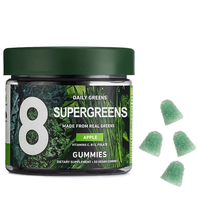 Organic Vegan Supergreens Gummies Vitamin Probiotics for Digestive Health&Liver Function&Immune System