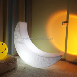 High Quality Weatherproof Plastic Moon Swing Egg Chair with LED Illuminated Moon for Outdoor Decor in Parks Malls Hotels