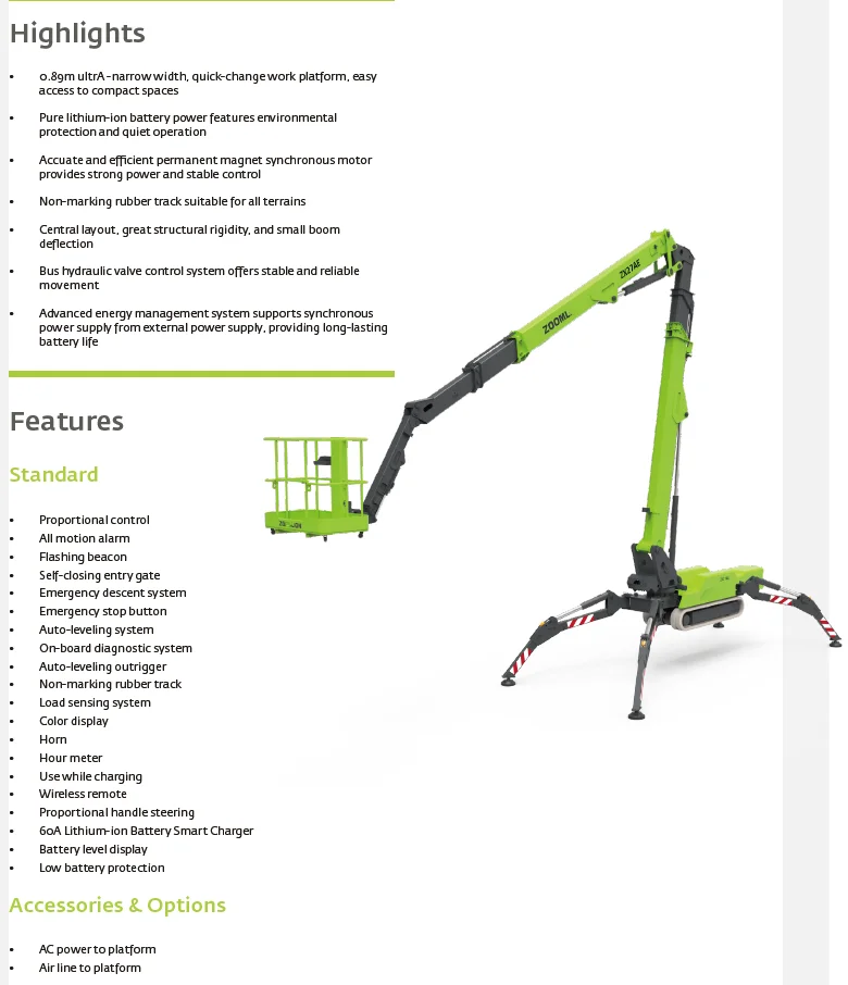モン Product Spider Lifts Electric ZOO-/MLION ZX23AE Lithium