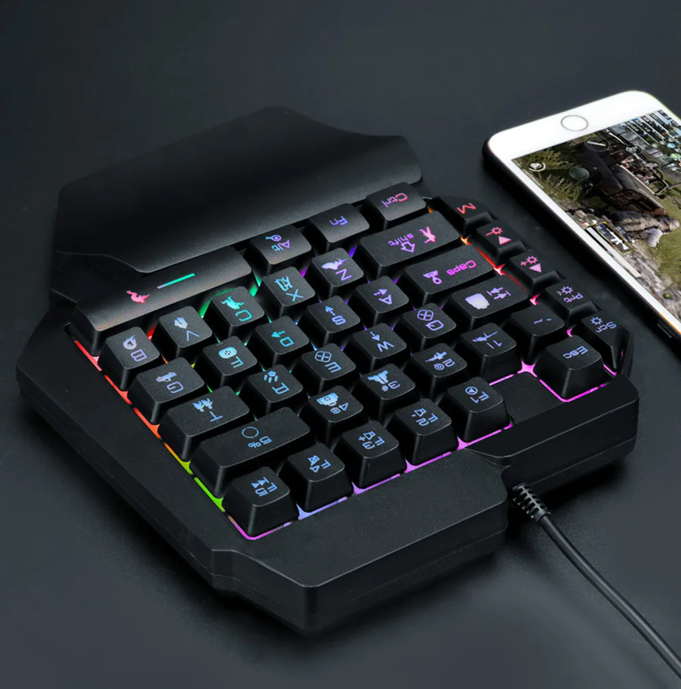 Маленькая Rgb клавиатура с одной рукой Teclado Y мышь геймер проводной ключ  мышь набор клавиатура и мышь для телефона| Alibaba.com