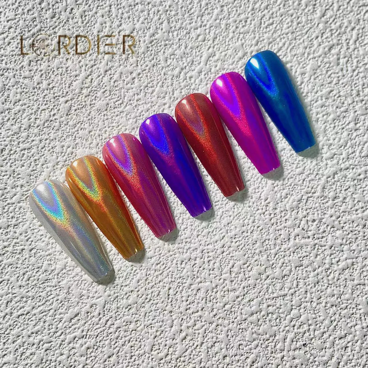 Acrylic Powder Multi Color Fashional Mirror Effect Aluminium Powder Colorful Holographic Powder Cat Eye Nail Polish