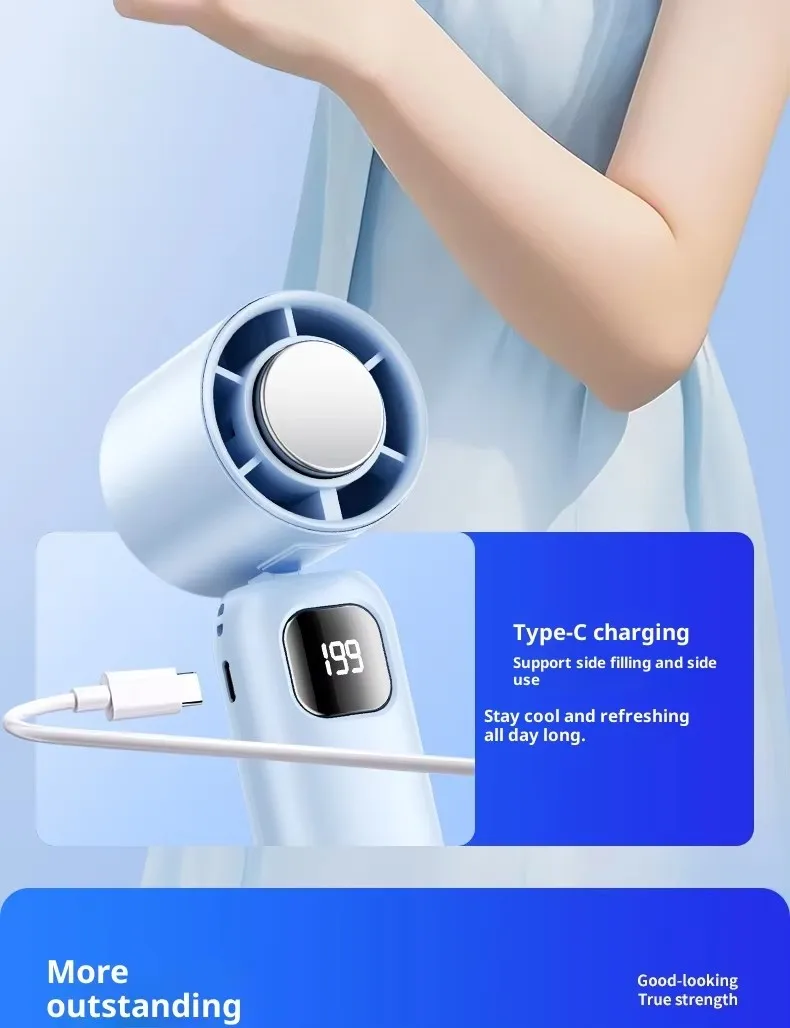 New Model Handheld Fan with 199-speed High-power-border Outdoor Charging Portable USB Cooling Small Fan for Wholesale