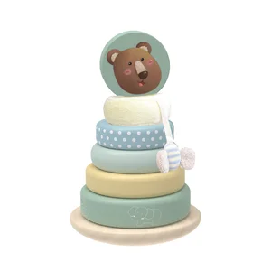 Montessori Educational Toys Unisex Educational Bear Tower Toy for Kids 12M+ Fun Toys Made of Nontoxic Wood