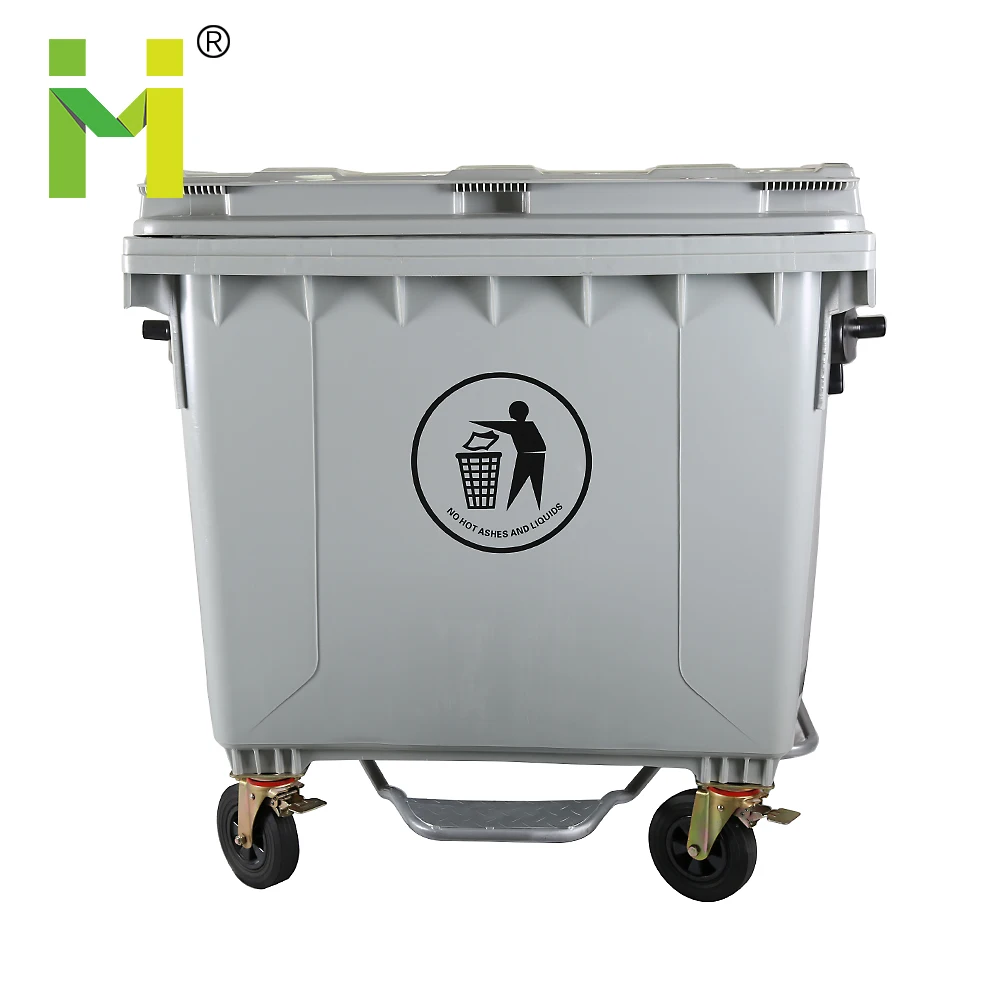 
1100L 1200 660 мусорный ящик Крышка пластикового мусорного ведра рециркулирует на открытом воздухе отходов большой мусорные баки с колесами 