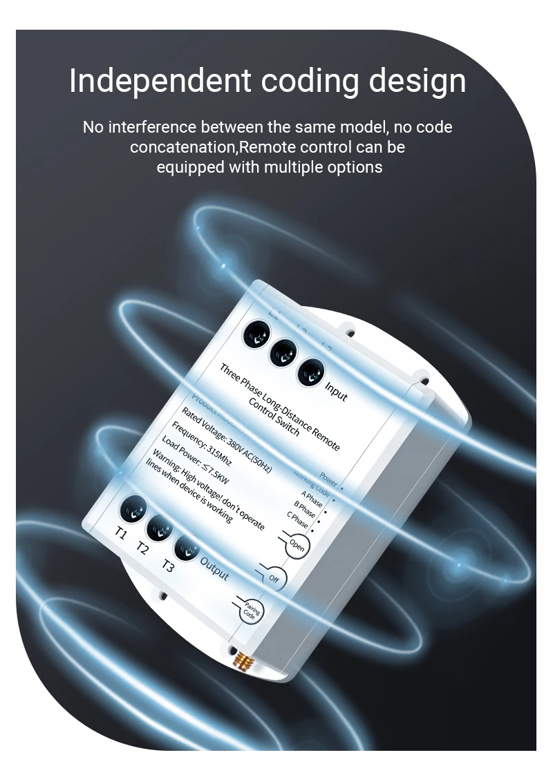 Three-phase power 380V 7.5KW Wireless Remote Control Switch With