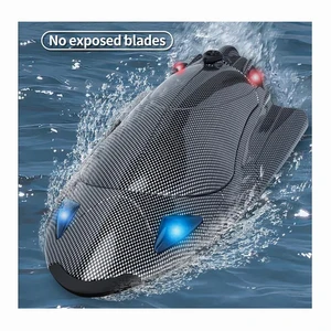 ITTL Overall Dimension Scale High-speed Long Battery Life Black Remote Control Alarm Brushed Turbojet Speedboat Rc Toy Yacht