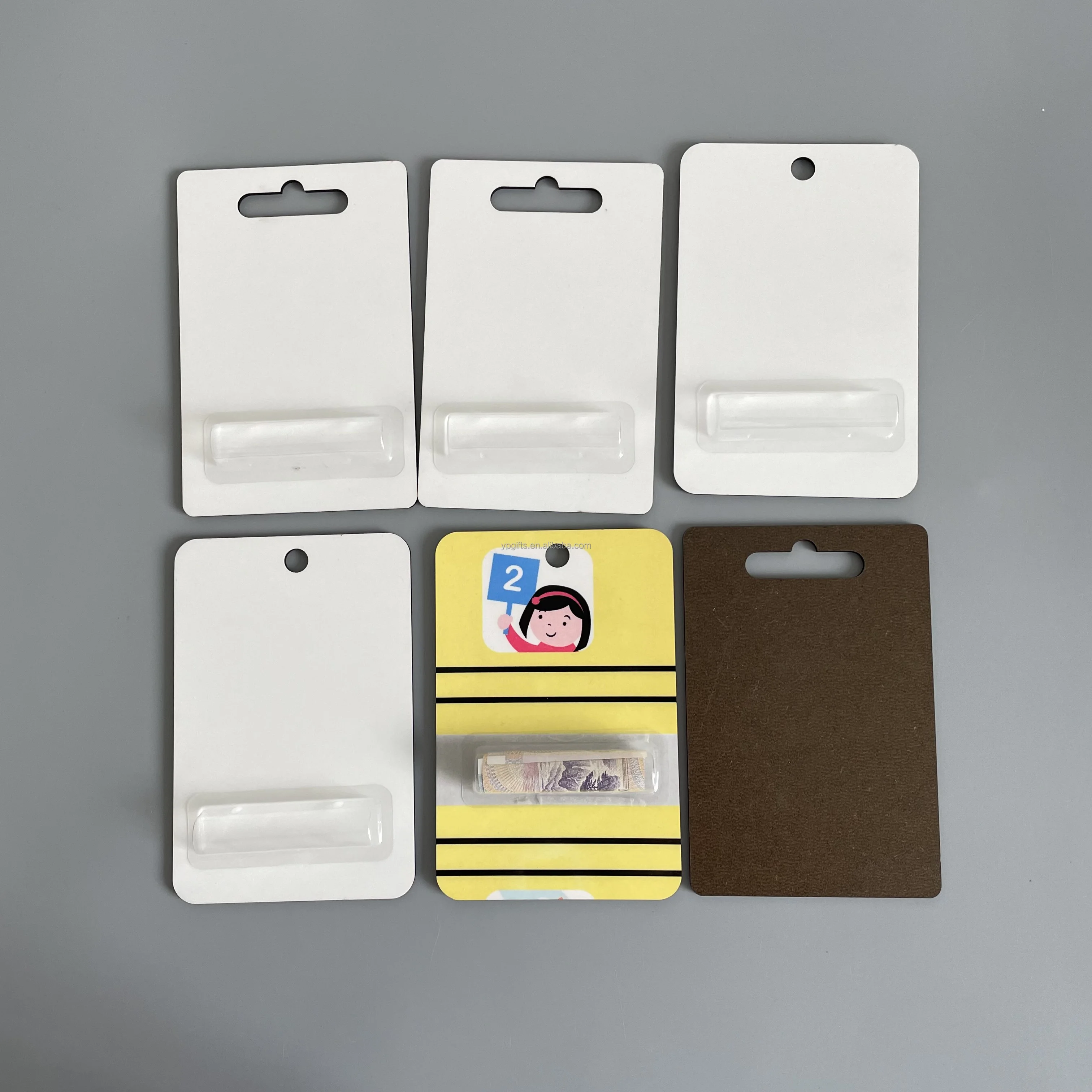 Rectangle Blank White Sublimation Mdf Money Cash Card Holder With Clear Plastic Shaker Dome