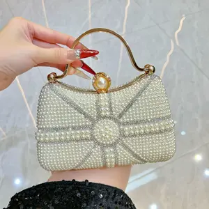 New Elegant Pearl Handbag Fashionable Light Luxury Banquet Package Mini Textured Crossbody Bag with Chain