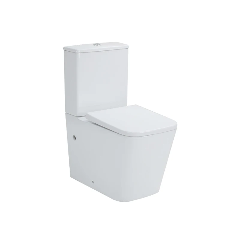 Luxury 2pcs Inodoro Square Gravity Flush Toilet Bathroom Sanitary Restroom Square Back To Wall WC