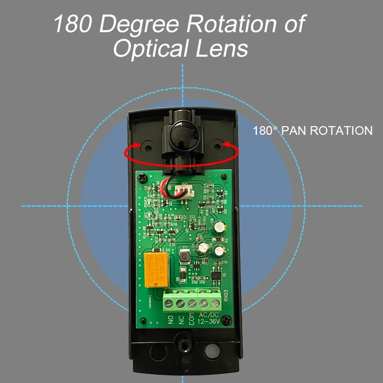 180 Degree Rotation of Optical Lens Outdoor 15m Photocell Sensor 36v 24v Automatic Door Photocell