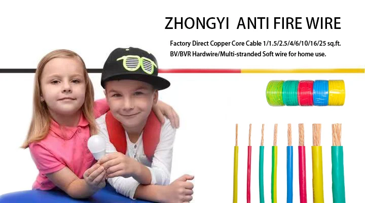 Pure copper core household wire and cable home furnishing 2.5mm 4mm flame retardant single core multi-stranded soft wire H07V-R