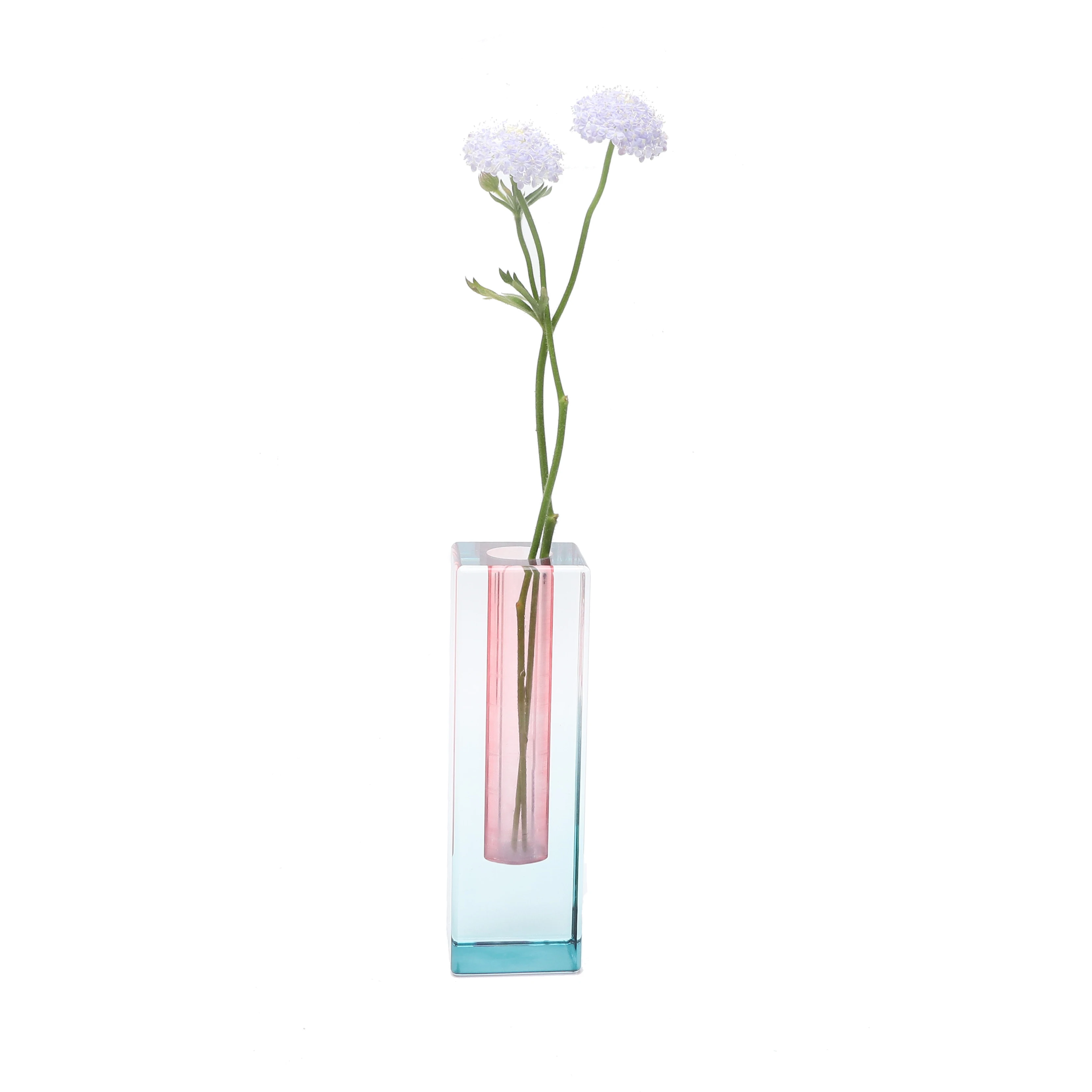 Customizable Coloured Acrylic Flower Vase Rectangular Centerpieces Display Plexiglass Flower Vase