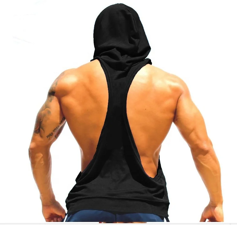 Custom Logo Bodybuilding Athletic Workout Hoodie Mens Muscle Fitness Sleeveless Tank Top Hoodies