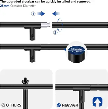 NEEWER T-Shaped Background Backdrop Support Stand Kit, 8.5ft/2.6m Tall Adjustable Tripod Stand and 5ft/1.5m Wide Crossbars with detail image