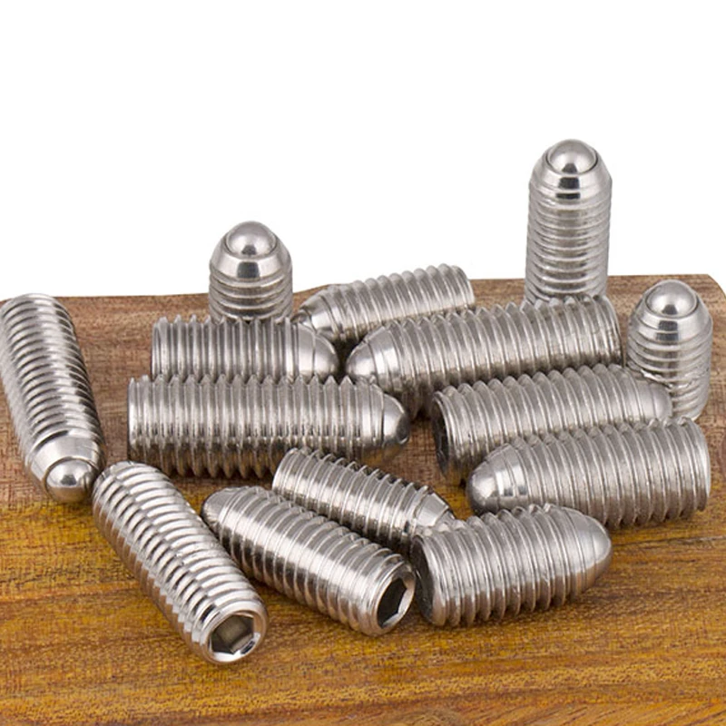M4*8 M4 304 Stainless Steel Spring Hex Socket Ball Point Grub Plunger Screw Set