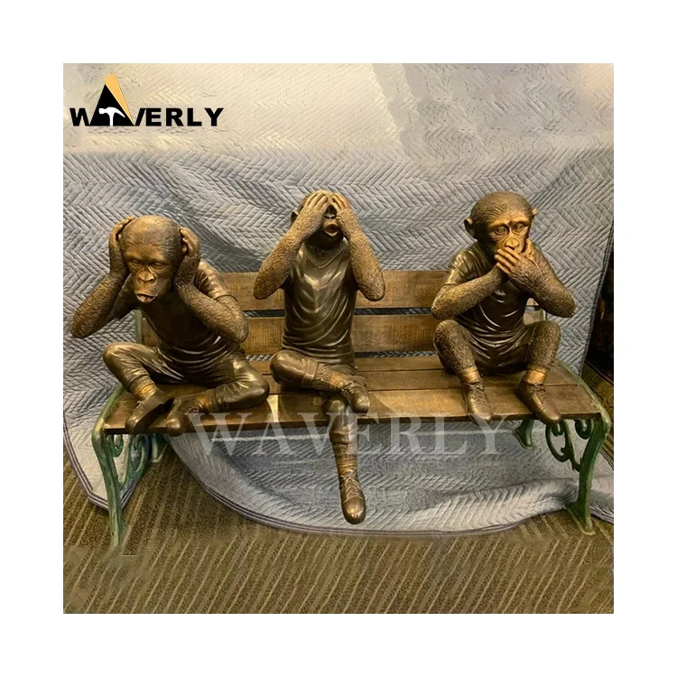 Wholesale Monkey Statue 3 Monkeys Sculpture Outdoor Brass Bronze Three ...