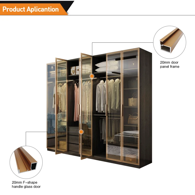 Aluminum Profile Glass Door Frame Profile for Aluminum Wardrobe Closet ...