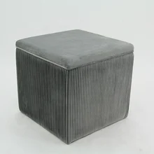 HStex Modern Furniture Storage Footstool Velvet Stool Puff Big Ottoman Cushion Sofa Pouf Velvet Seat