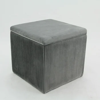 HStex Modern Furniture Storage Footstool Velvet Stool Puff Big Ottoman Cushion Sofa Pouf Velvet Seat