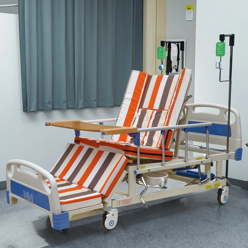 Full-Curved Anti-Slip Adjustable Modern Infusion Nursing Unit Manual Invertible Medical Bed with Metal Construction 2