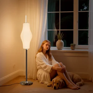 Nordic Style Floor Lamp with Simple Shape, White Finish & Metal Base for Bright Home Ambiance