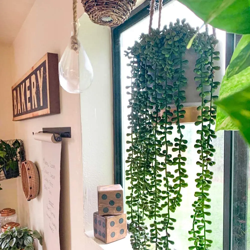 Artificial Succulents Hanging Plants, Artificial String of Pearls Greenery Plants,Decoration for Wall, Home,Garden