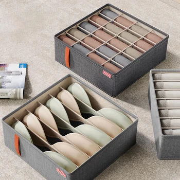 DIMJ Organizer Cassetti, 12 Pcs Non Tessuto Cassetto Organizer, Divisori per Cassetti, Scatola di Immagazzinaggio Pieghevole, Texture Grigio Chiaro