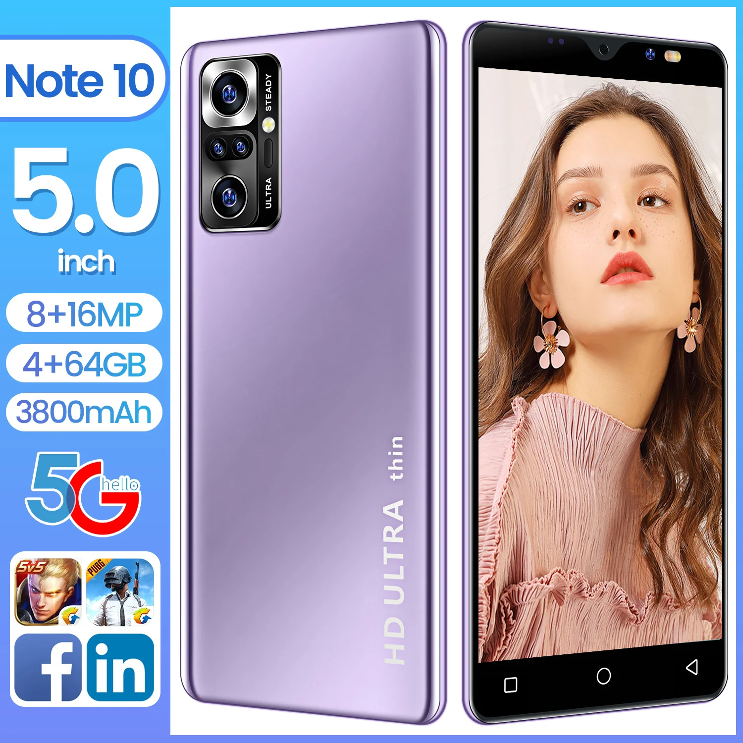 Новый оригинальный Примечание 10 смартфон глобальная Версия 5,0 дюймов 4 Гб + 64 ГБ оптовая продажа мобильного телефона по заводским ценам по низкой цене для мобильного телефона