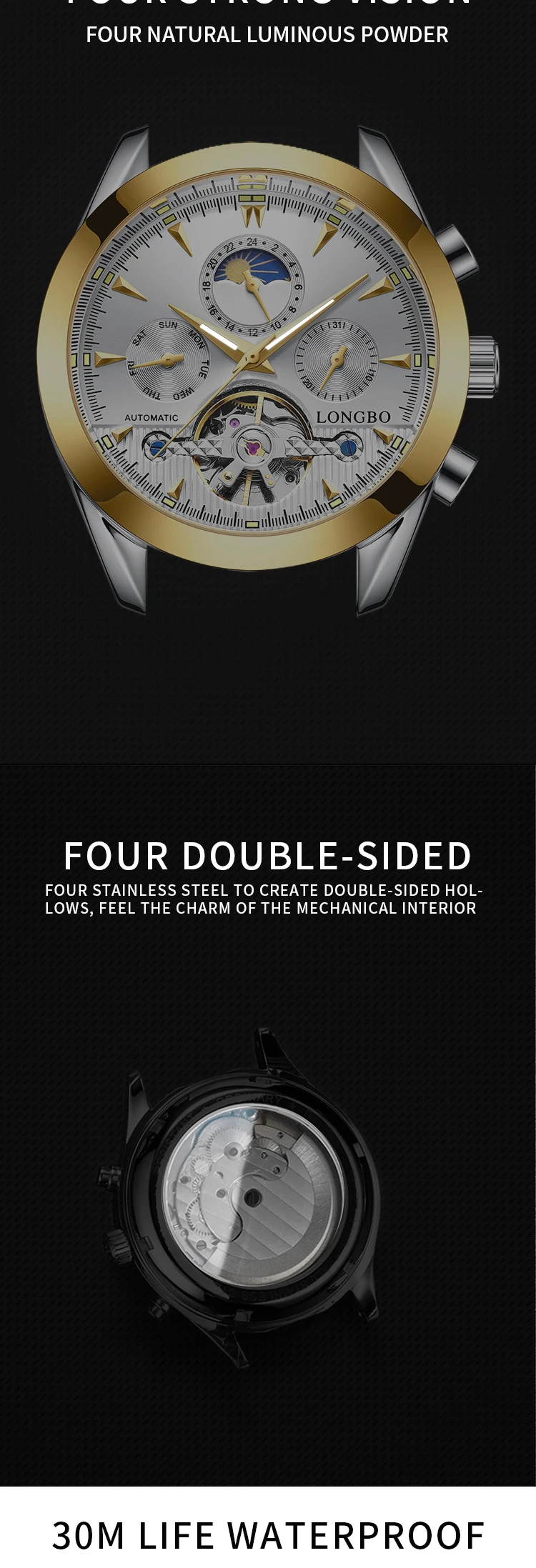LONGBO waterproof automatic watches for men automatic,mens automatic watches mens fashion watches 2022