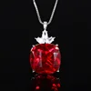 Red corundum pendant with chain