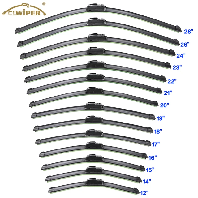 CLWIPER Wholesale Car Windshield Wiper blades U-type Universal Soft Rubber Frameless Bracketless car wipers 14" to 28"