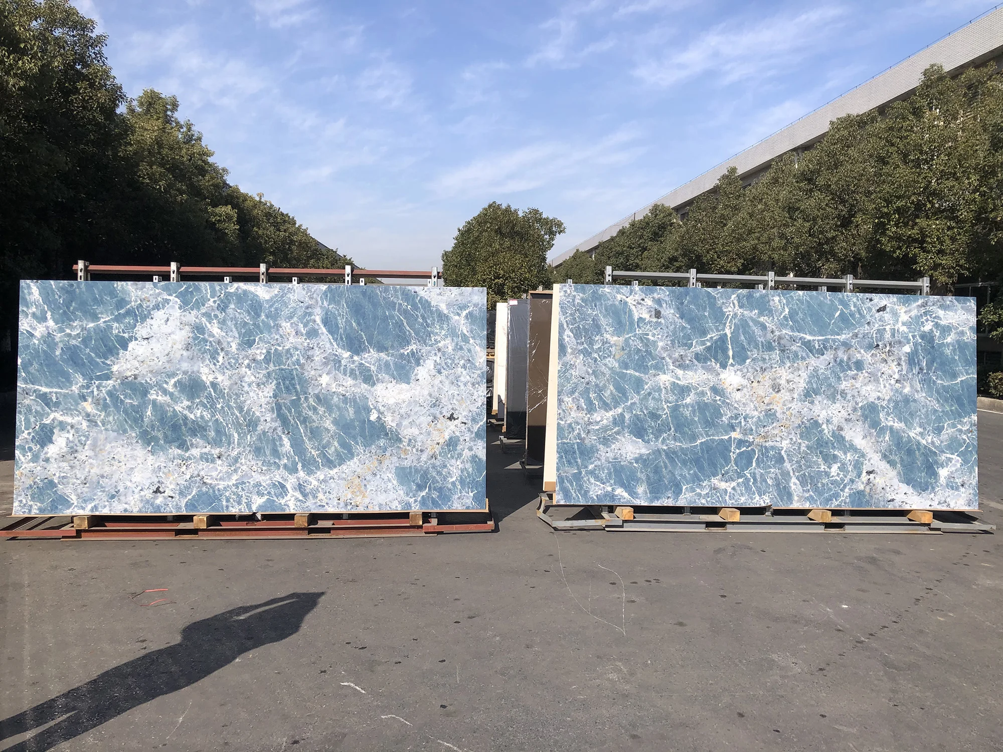 Amazon Look Slab Tile Porcelain Tiles Blue Polished Glazed Marble Natural Customized Artificial Wooden Crates Nice Good Hardness